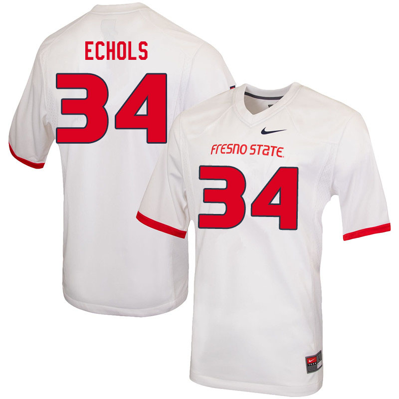 Men #34 Zion Echols Fresno State Bulldogs College Football Jerseys Sale-White